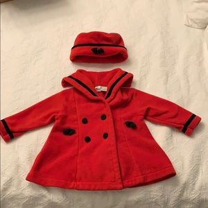 Baby Girl Classic Red Coat and Hat Set